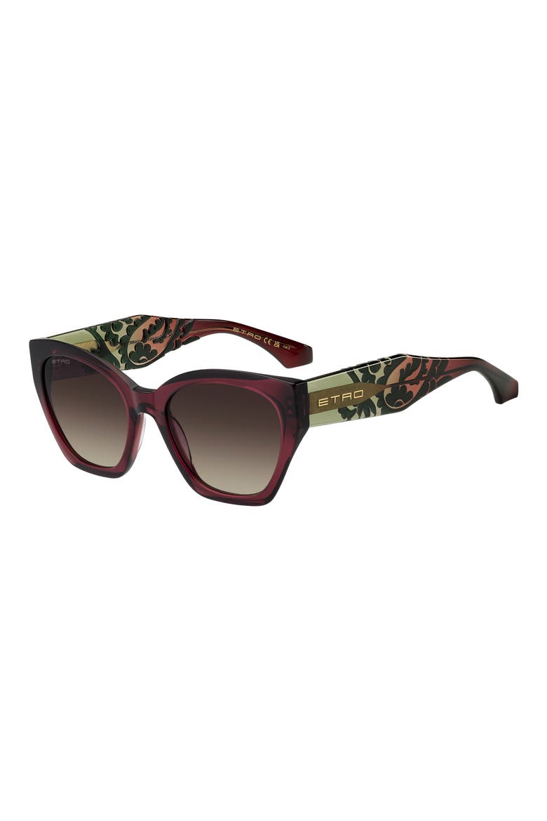 55mm Rectangular Cat Eye Sunglasses, Alternate, color, BURGUNDY GREEN/ BROWN SF