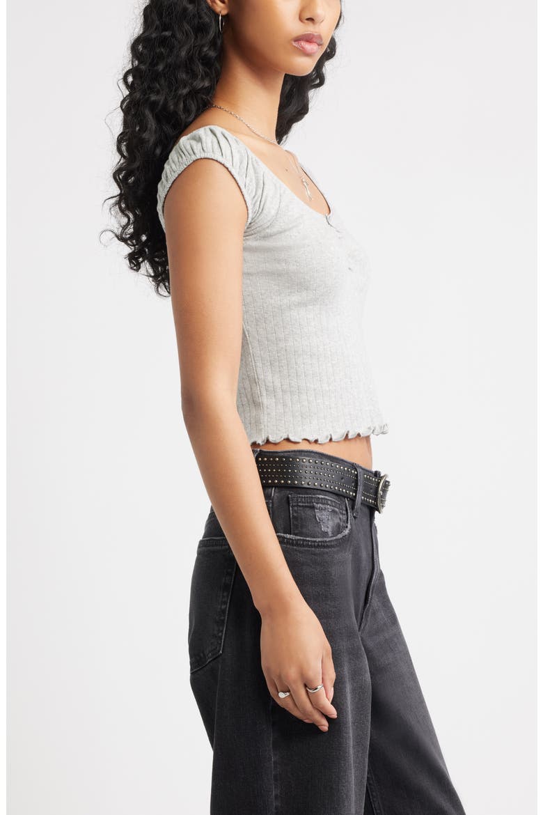 Pointelle Cap Sleeve Top, Alternate, color, GREY SOFT HEATHER