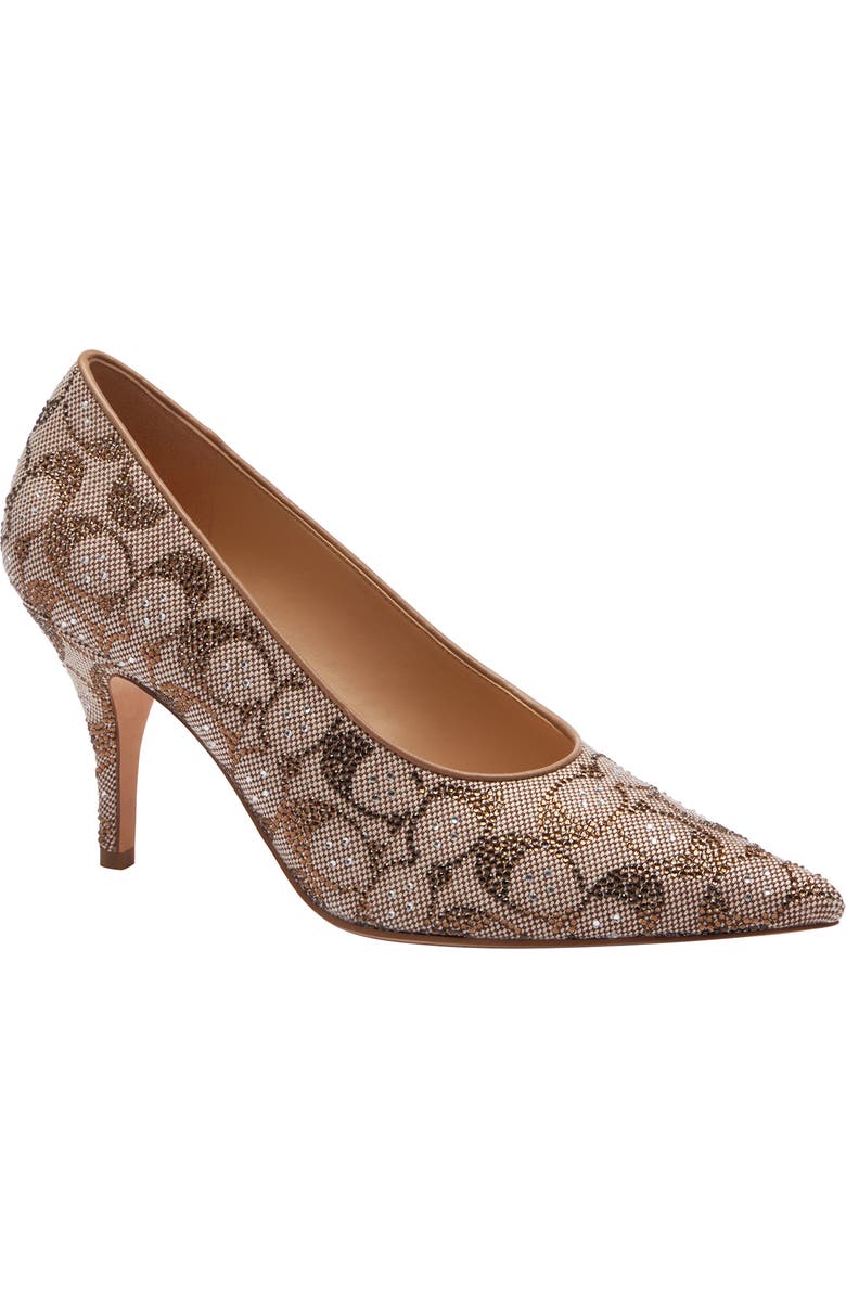 COACH Daisy Signature Crystal Jacquard Pointed Toe Pump, Main, color, Tan
