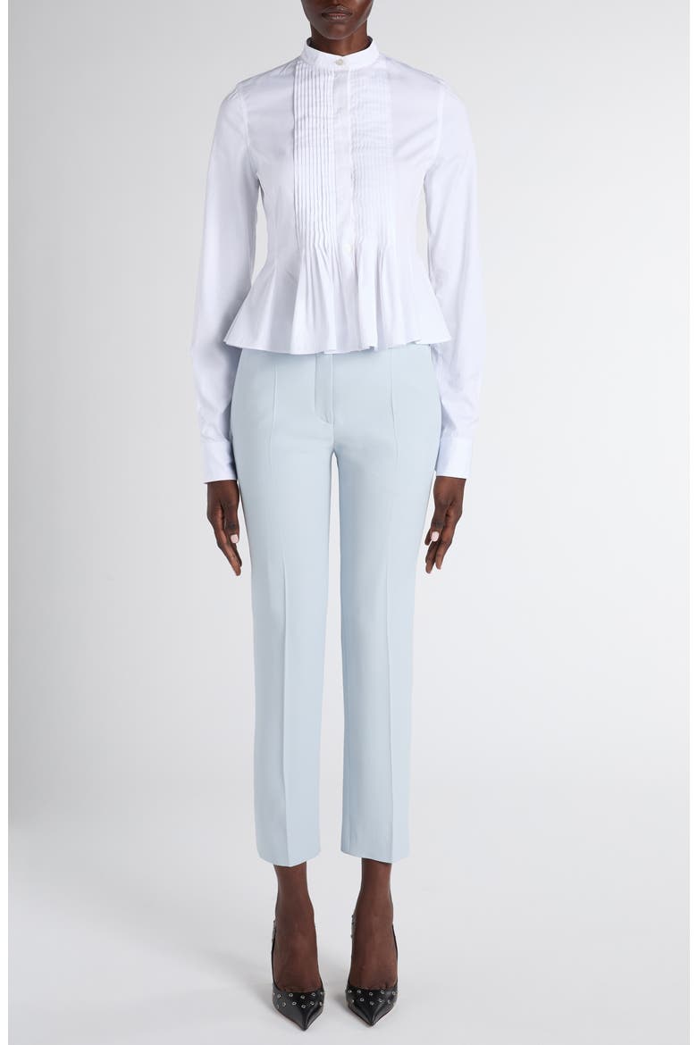 Crop Tailored Crepe Trousers, Alternate, color, TURQUOISE BLUE