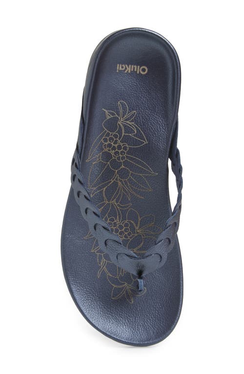 Olukai Lei Leather Flip Flop In Blue
