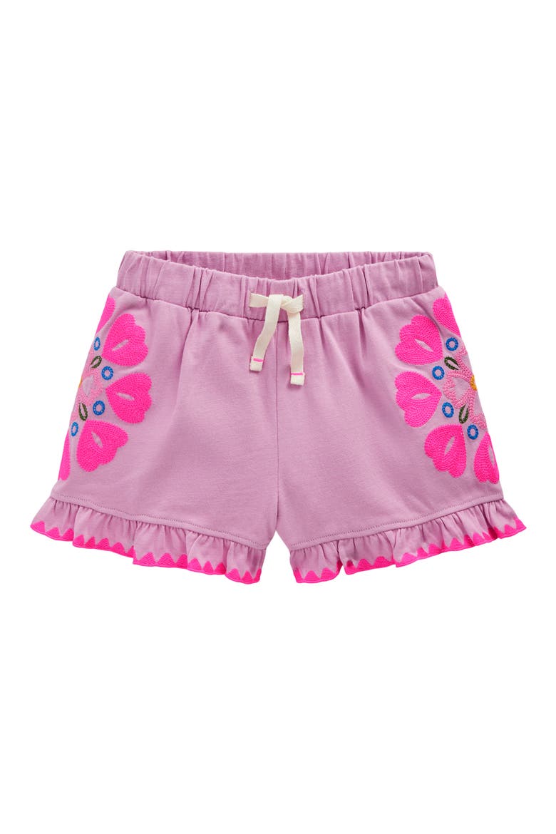 Kids' Embroidered Cotton Jersey Shorts, Main, color, PINK PUNCH EMBROIDERY
