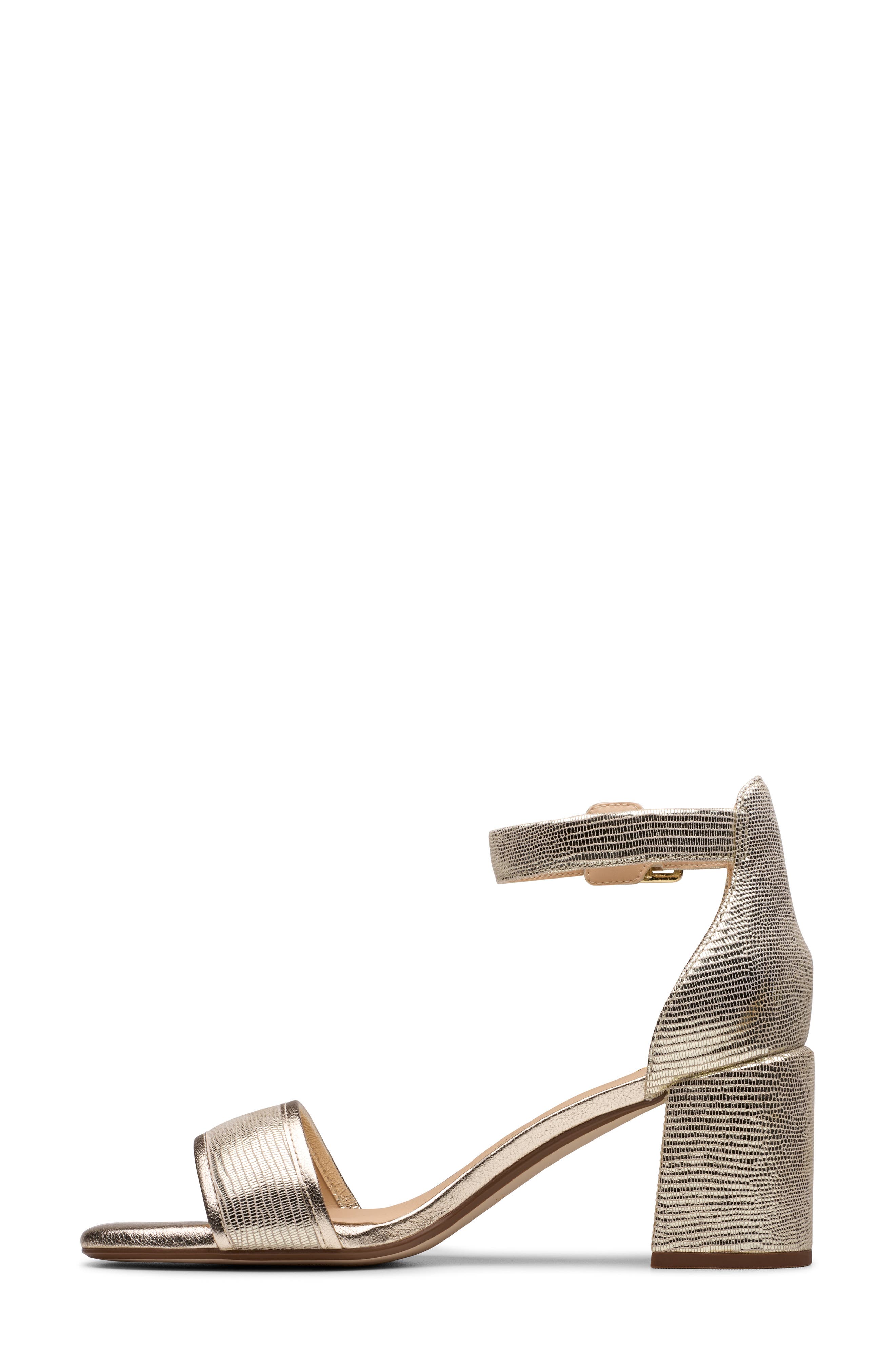 Clarks<sup>®</sup> Ezoria Mae Ankle Strap Sandal, Alternate, color, Champagne Interest