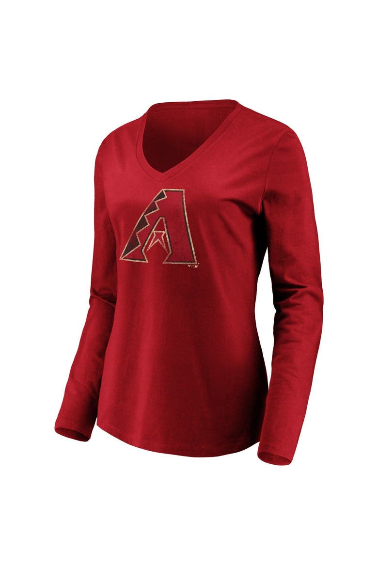 Women's Fanatics Branded Red Arizona Diamondbacks Core Team Long Sleeve V-Neck T-Shirt, Alternate, color, Red