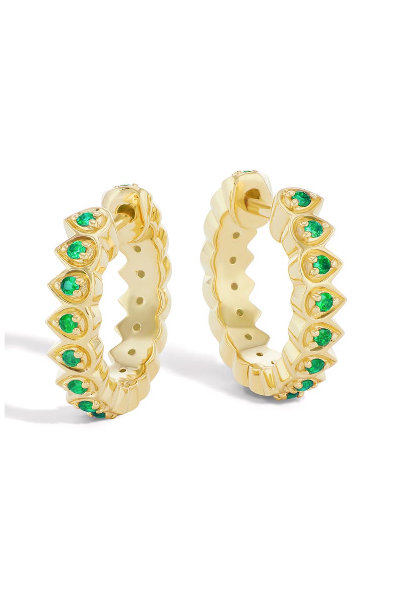Mandala Petal Huggie Hoop Earrings, Main, color, GREEN