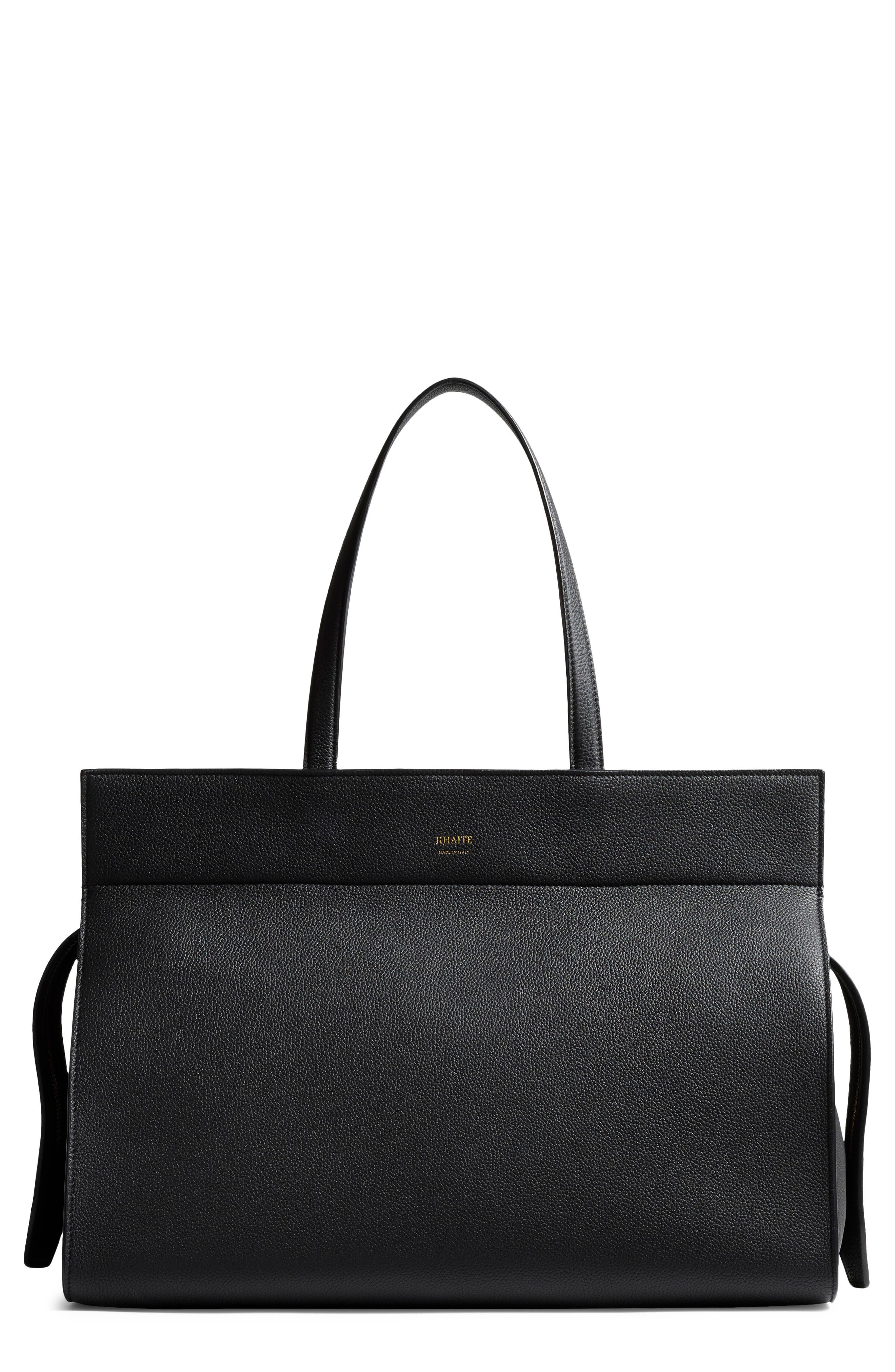 Khaite Crosby Leather Tote, Main, color, Black