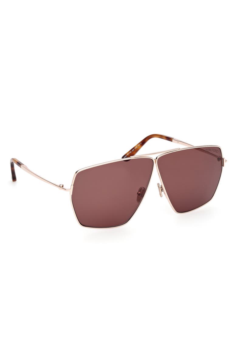 TOM FORD Stella 67mm Oversize Navigator Sunglasses, Alternate, color, Rose Gold/ Shiny Havana/ Brown