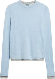 Griffen Double Trim Wool & Cashmere Crewneck Sweater