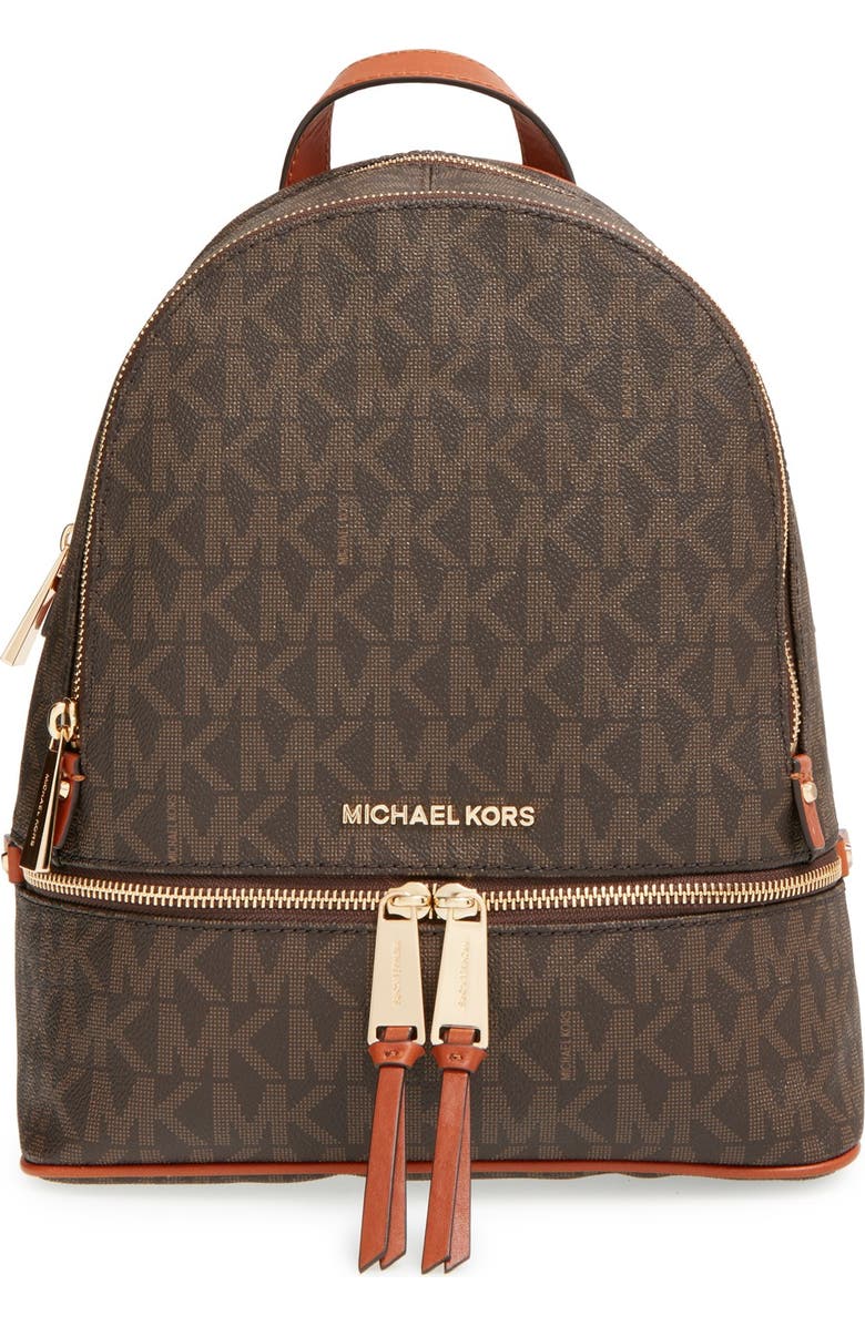 MICHAEL Michael Kors 'Small Rhea Zip' Leather Backpack, Main, color,