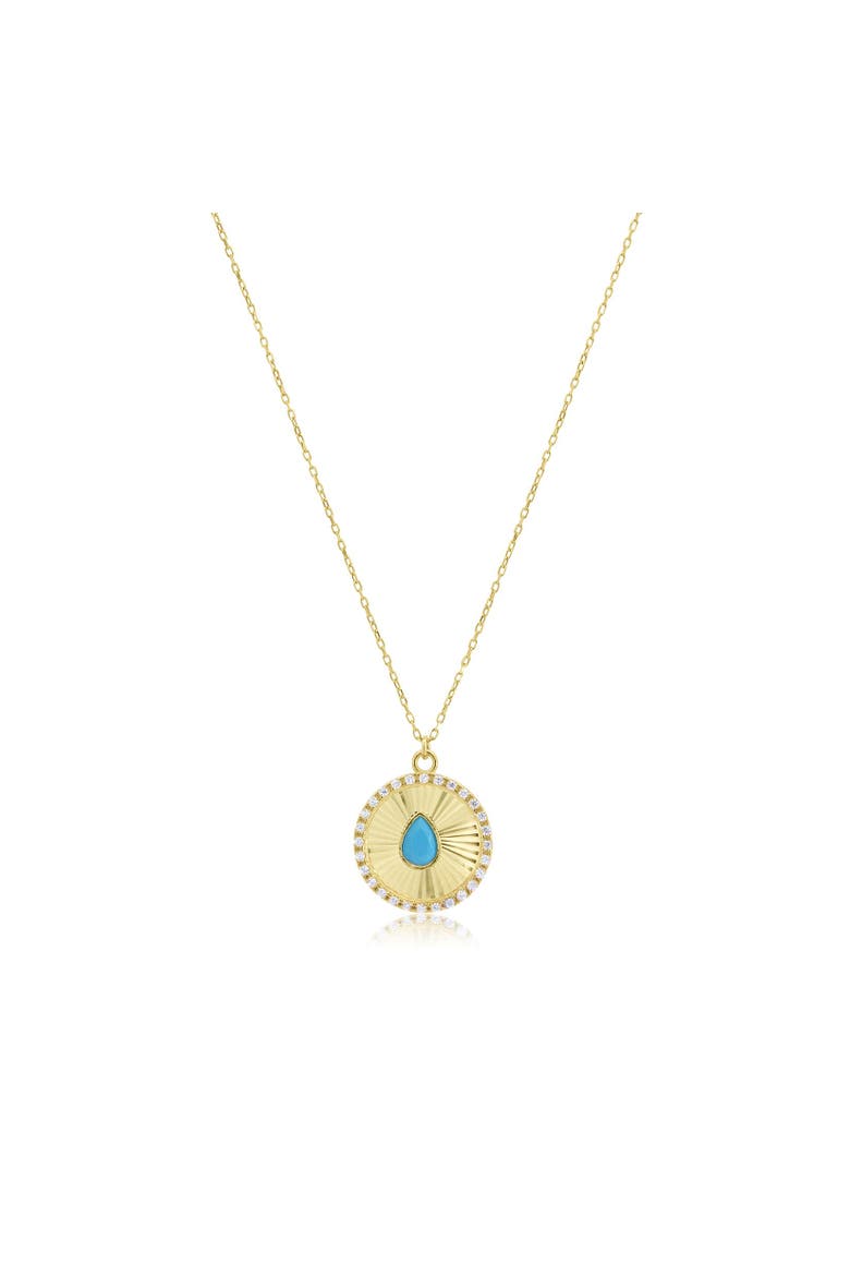Turquoise Fluted Halo Disc Necklace, Main, color, Turquoise