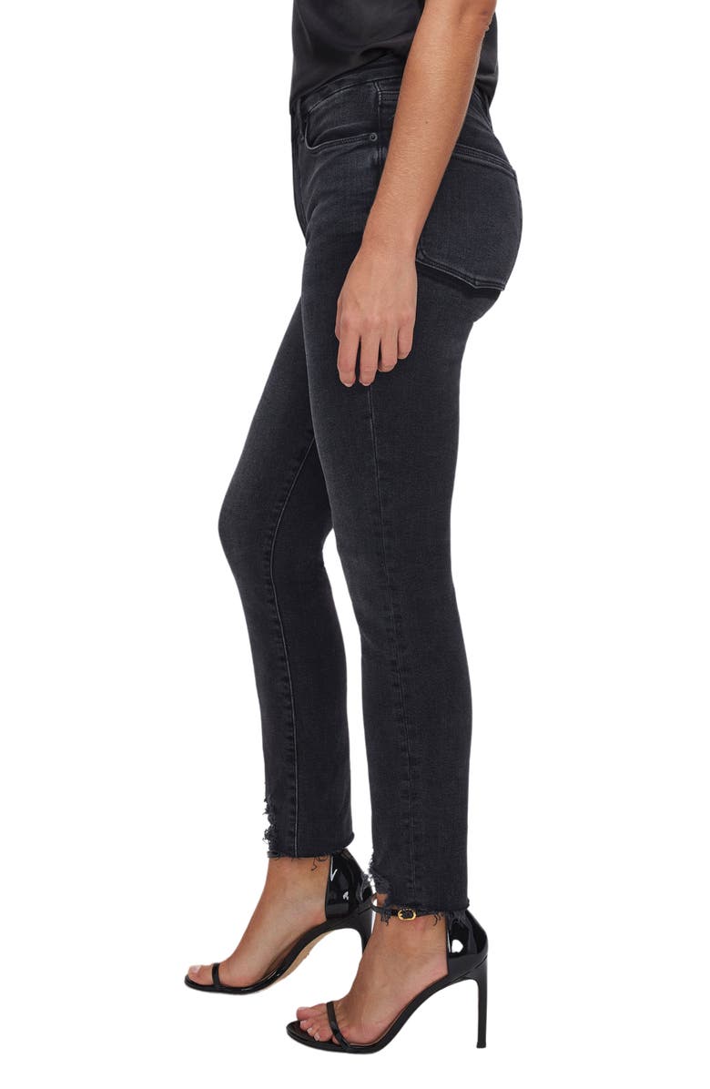 Good American Good Classic Chewed High Waist Ankle Skinny Jeans, Alternate, color, Black62