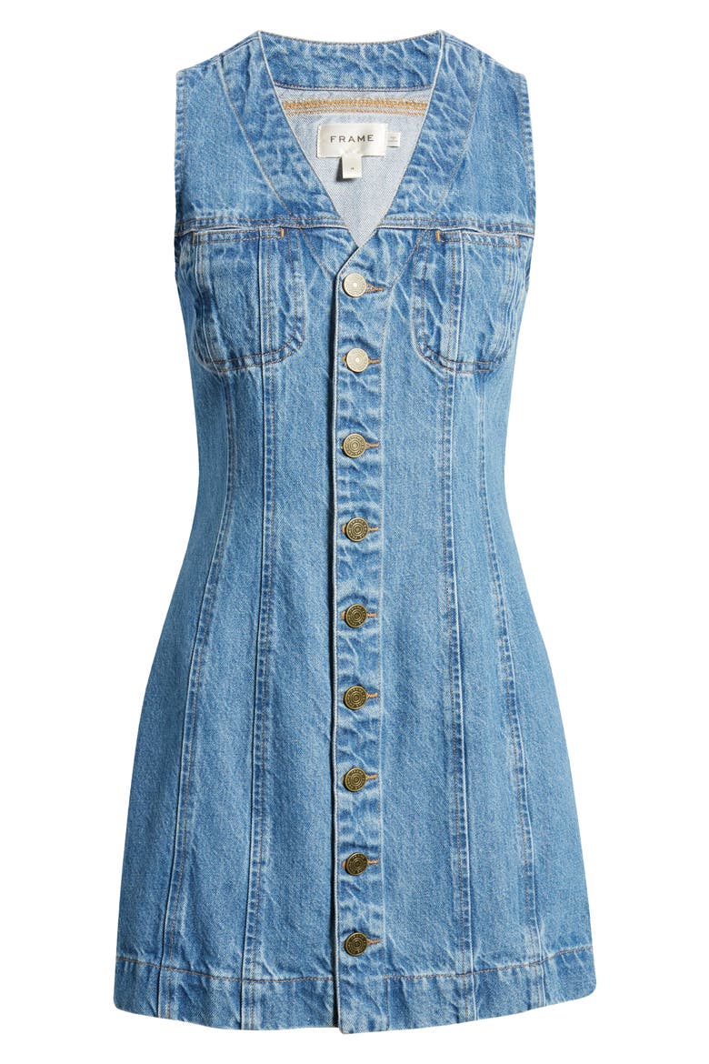 Sleeveless Denim Trucker Minidress, Alternate, color, DELAWARE