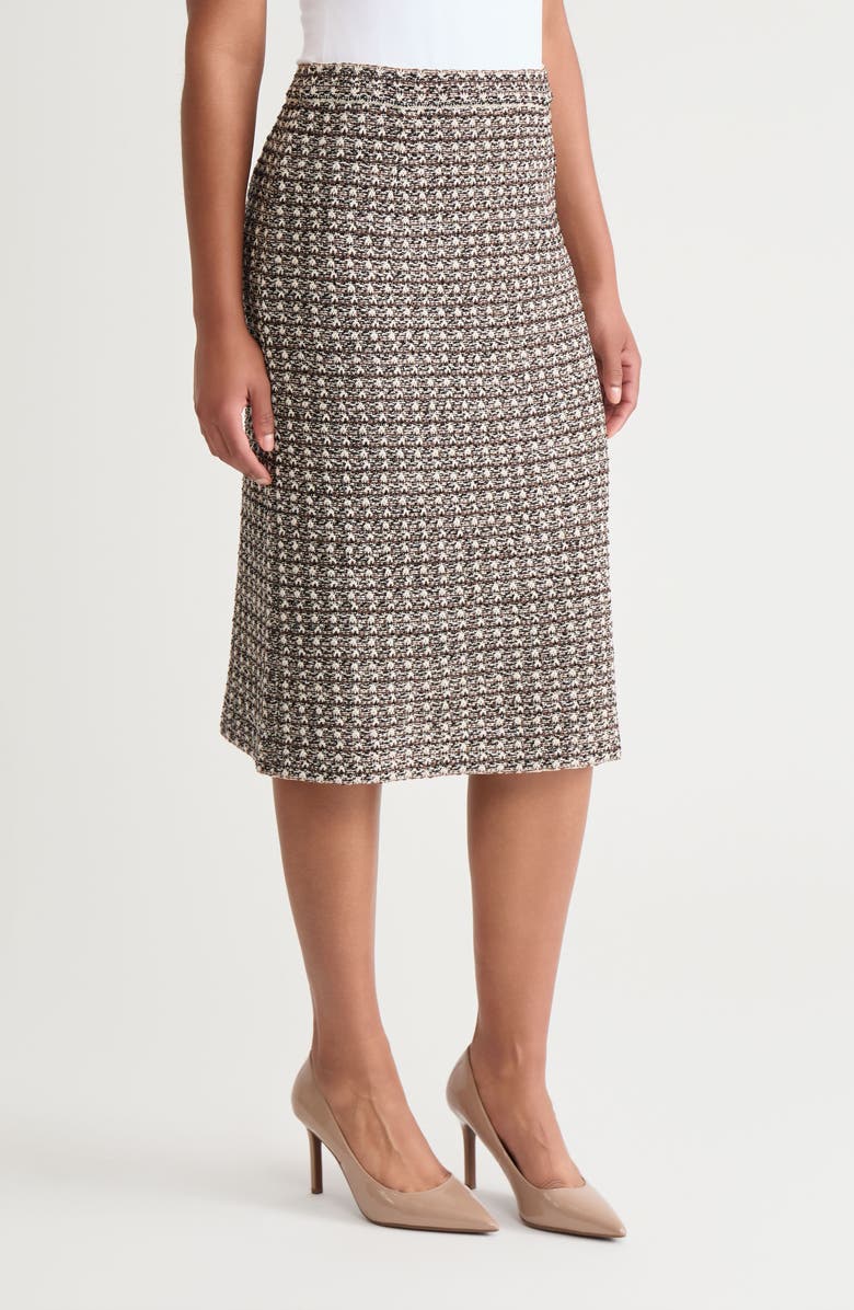 Ming Wang A-Line Tweed Knit Skirt, Alternate, color, Dark Umber/Twig/Black/Ivory