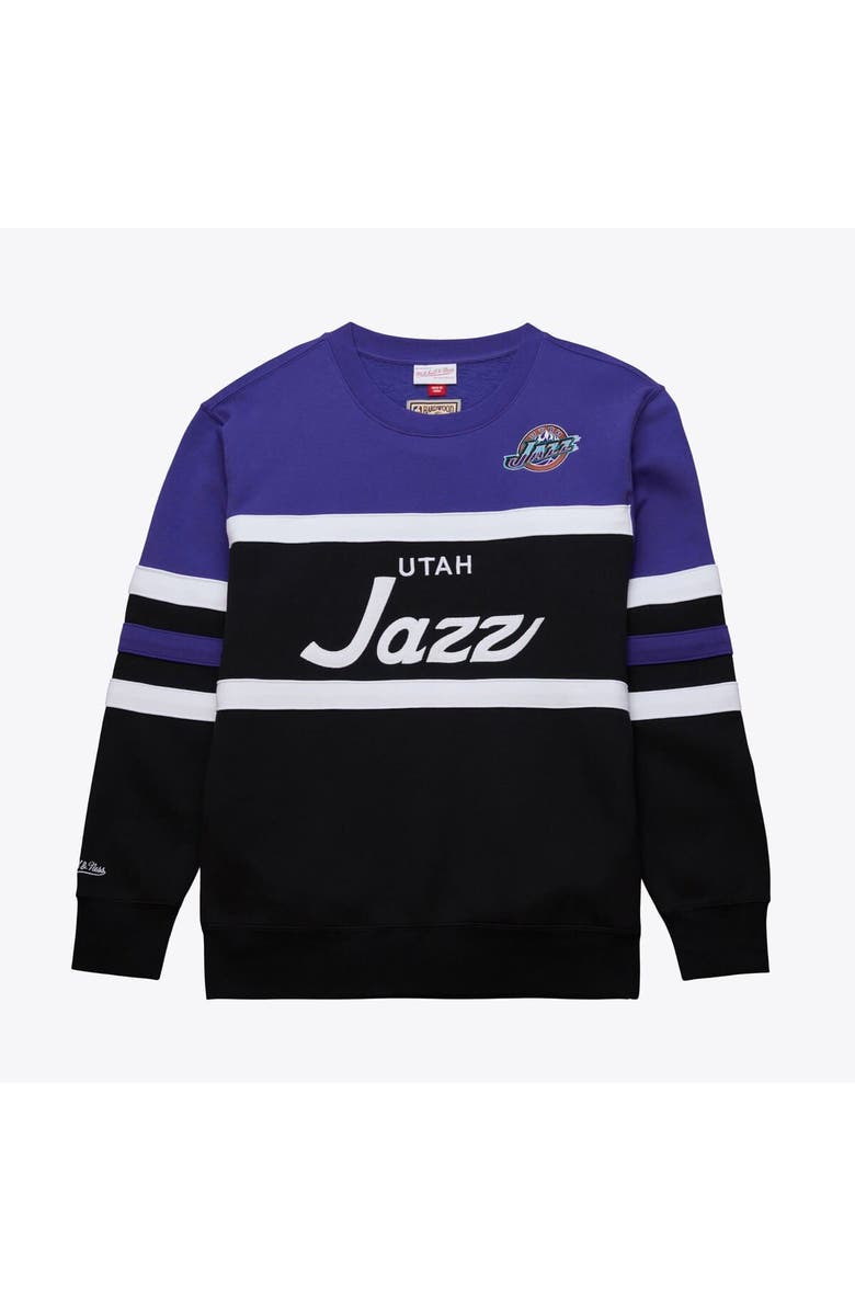 Mitchell & Ness Men's Mitchell & Ness Black/Purple Utah Jazz Hardwood Classics Vintage Logo Head Coach Pullover Sweatshirt, Main, color, Black