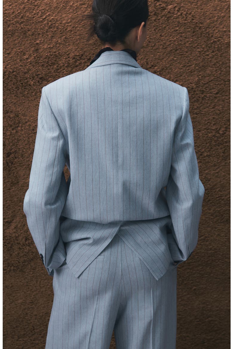 Pinstripe Suit Blazer, Alternate, color, BLUE