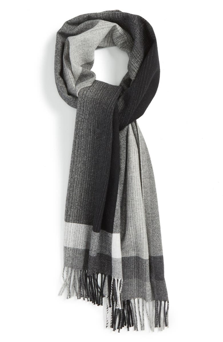 Andrew Stewart Ombré Plaid Cashmere Scarf, Main, color, 