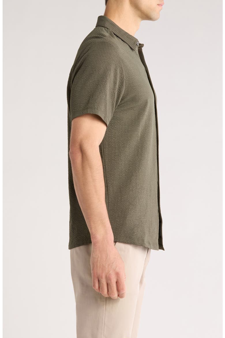 Manny Short Sleeve Knit Button-Up Shirt, Alternate, color, DARK OLIVE