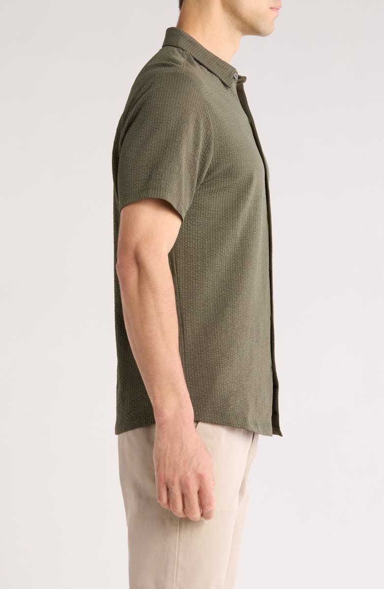 Robert Barakett Manny Short Sleeve Knit Button-Up Shirt, Alternate, color, Dark Olive