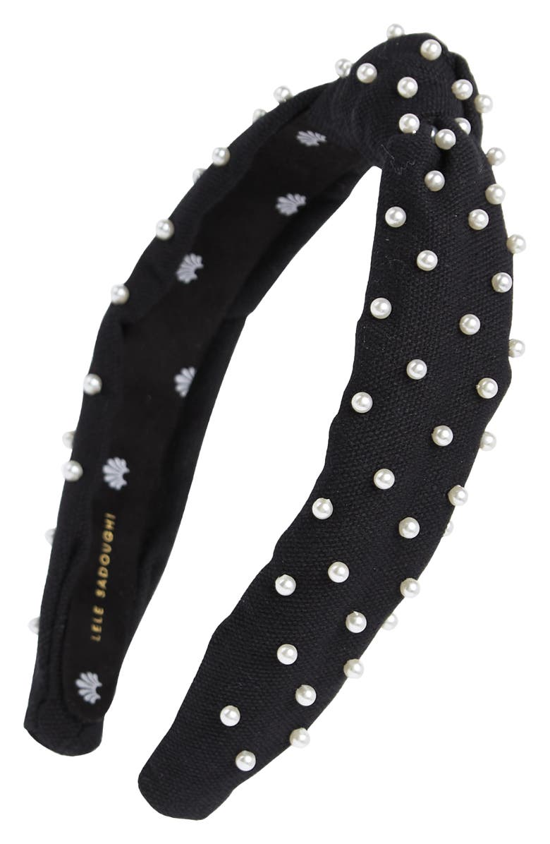 Lele Sadoughi Imitation Pearl Knotted Headband, Main, color, 