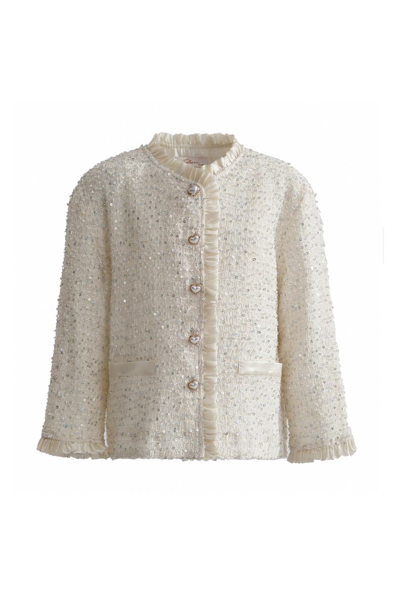 Sequin Tweed Jacket, Main, color, Ivory
