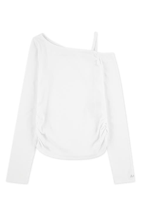 Kids' Ruched Asymmetric Cotton Blend Top (Little Kid & Big Kid)