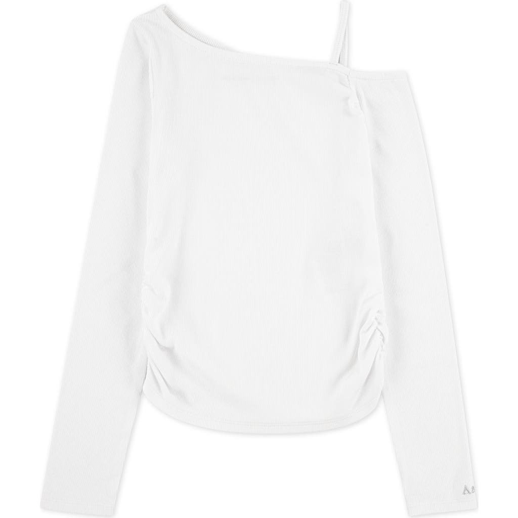 Abercrombie Kids Kids' Ruched Asymmetric Cotton Blend Top In White