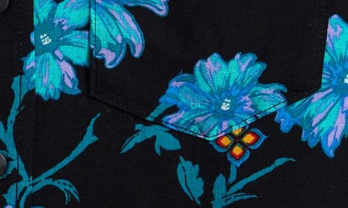 Rip Curl Kids' Surf Revival Floral Short Sleeve Viscose Button-up Shirt In Black