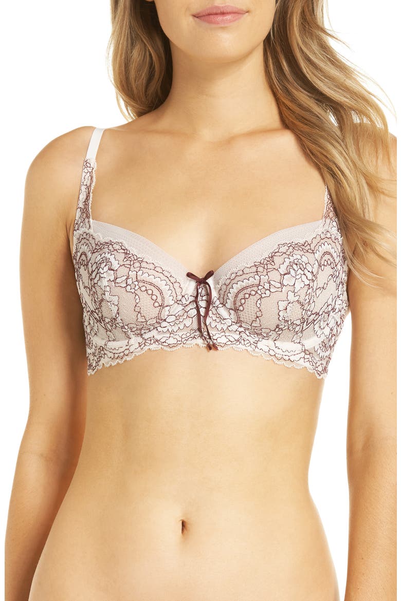 Minx Underwire Balconette Bra, Main, color, MERINGUE/ BRICK