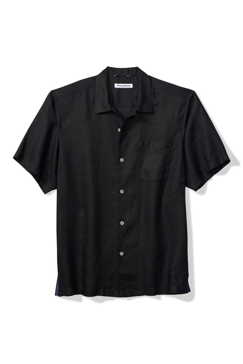 Desert Riviera Linen Camp Shirt, Main, color, BLACK