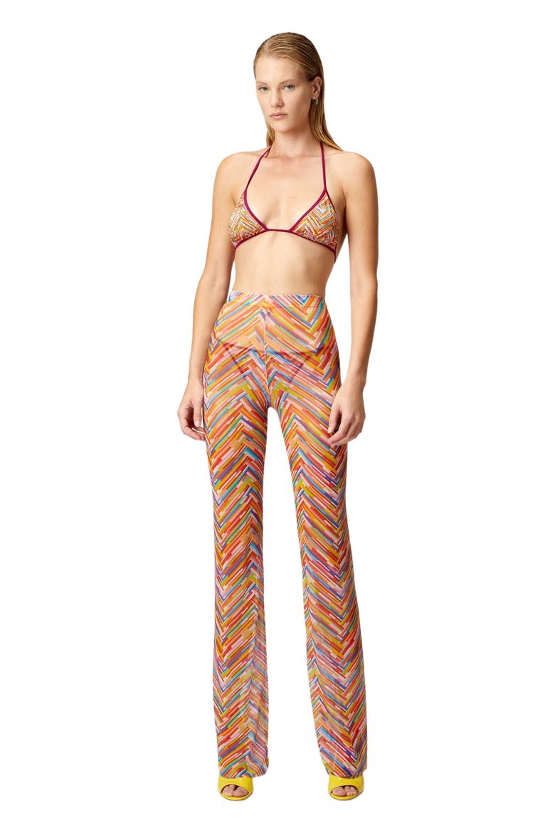 Straight Trousers In Printed Tulle, Main, color, Orange Multicoloured