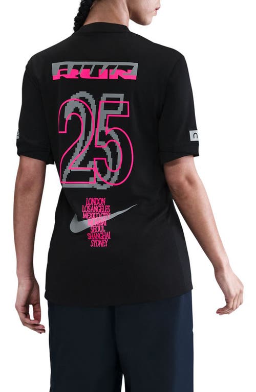 Nike Dri-fit Reflective Graphic Running T-shirt In Black
