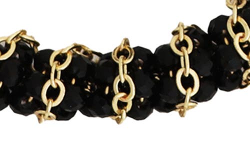 Panacea Onyx Bead & Chain Wrapped Hoop Earrings In Black