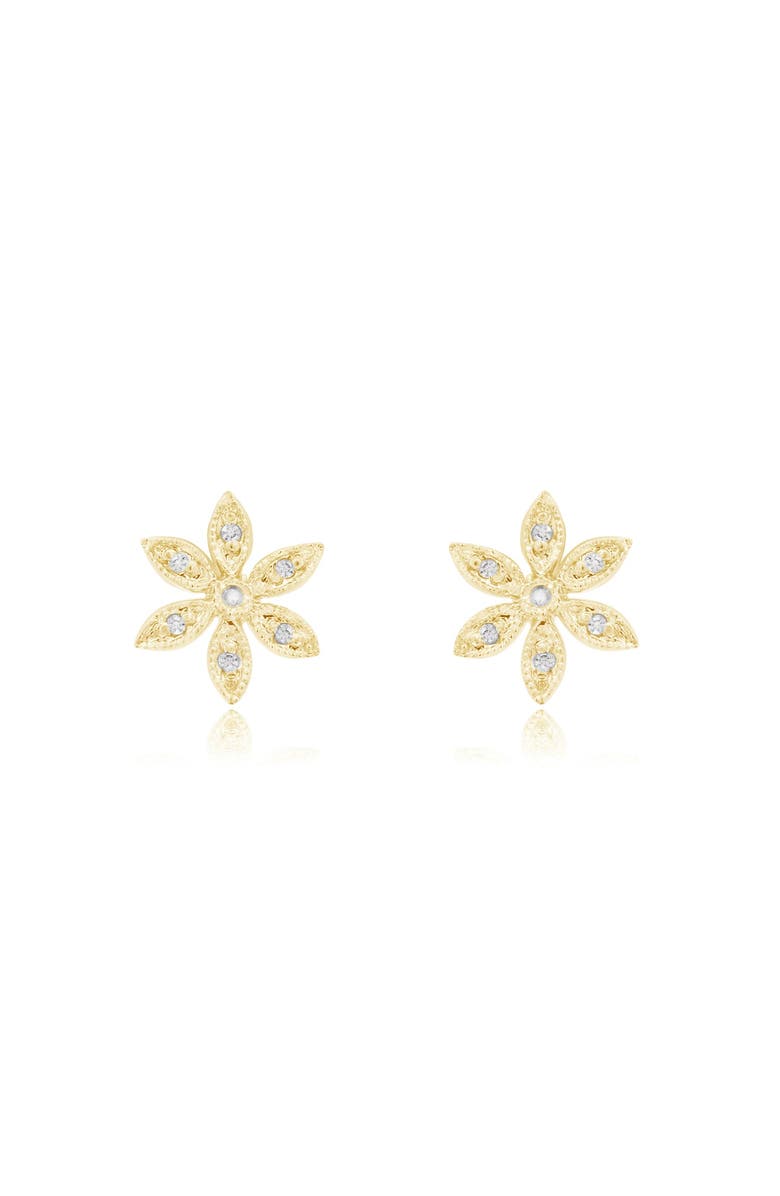 The Lovery Fine Jewelry Diamond Flower Stud Earrings, Alternate, color, Yellow Gold