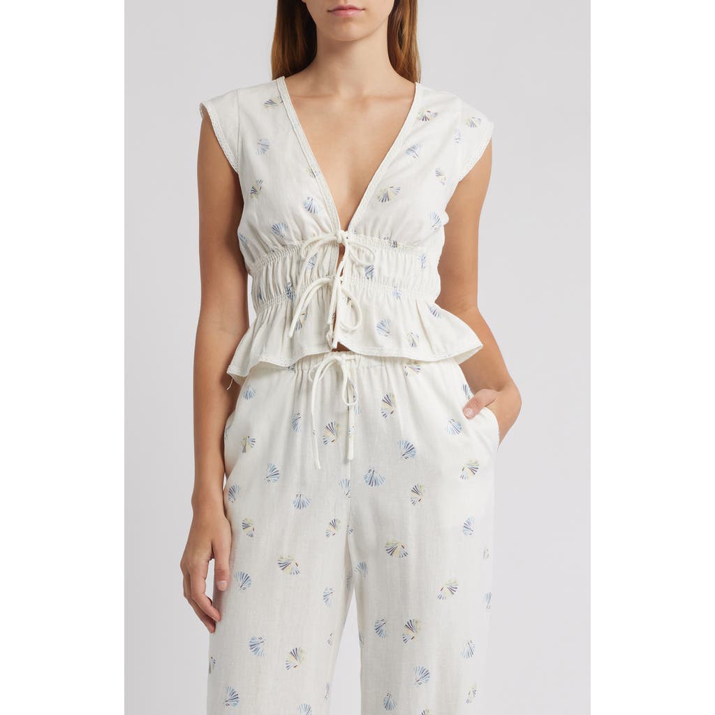 Wayf Clara Tie Front Linen Blend Top