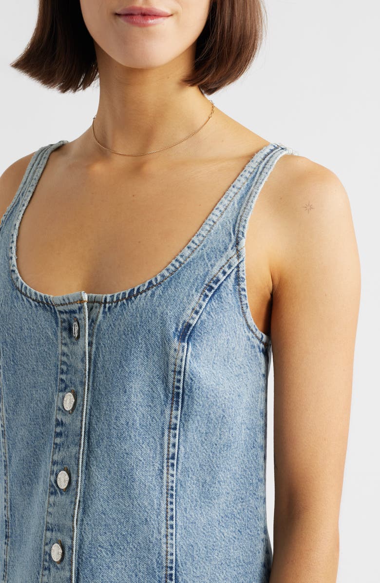 FRAME The Studded A-Line Denim Minidress, Alternate, color, Mingle