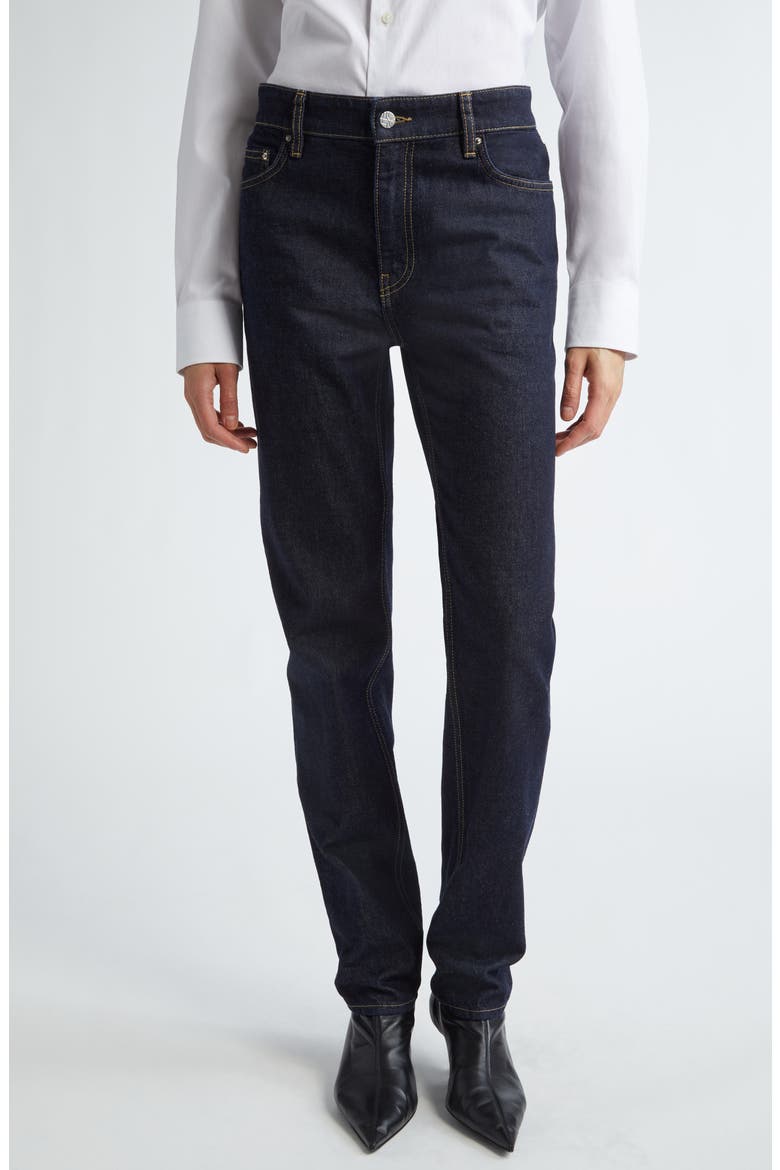 Low Rise Organic Cotton Tapered Straight Leg Jeans, Main, color, SLATE 245