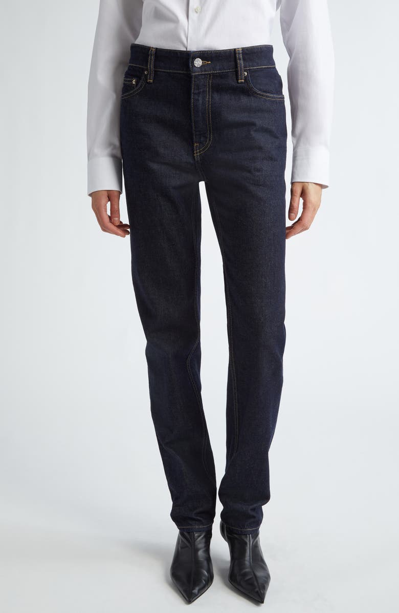 TOTEME Low Rise Organic Cotton Tapered Straight Leg Jeans, Main, color, Slate 245