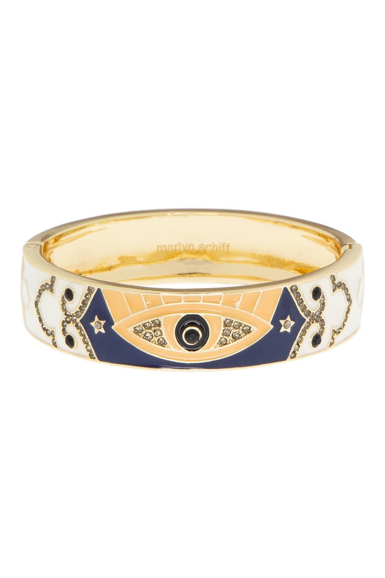 Evil Eye Enamel Hinge Bracelet, Main, color, GOLD