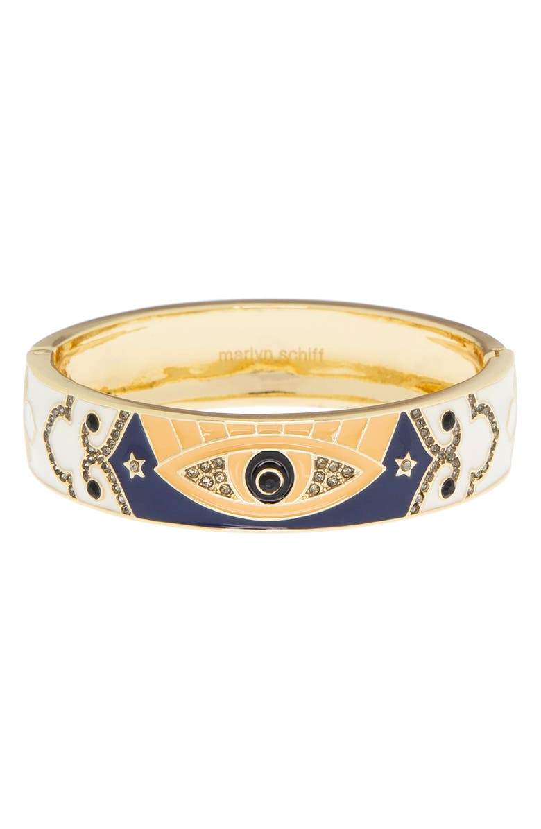 MARLYN SCHIFF Evil Eye Enamel Hinge Bracelet, Main, color, Gold