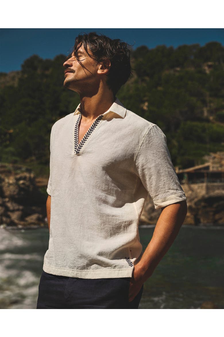 Ridley Relaxed-Fit Shirt, Alternate, color, White Sand/Night Iris