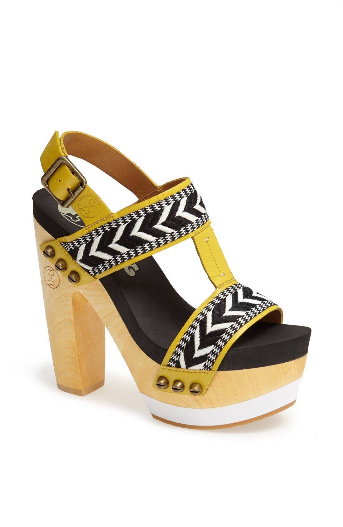 'Risky' Platform Sandal, Main, color, YELLOW MULTI