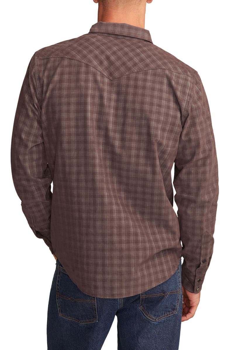 Lucky Brand Plaid Long Sleeve Corduroy Western Shirt, Alternate, color, Brown Multi
