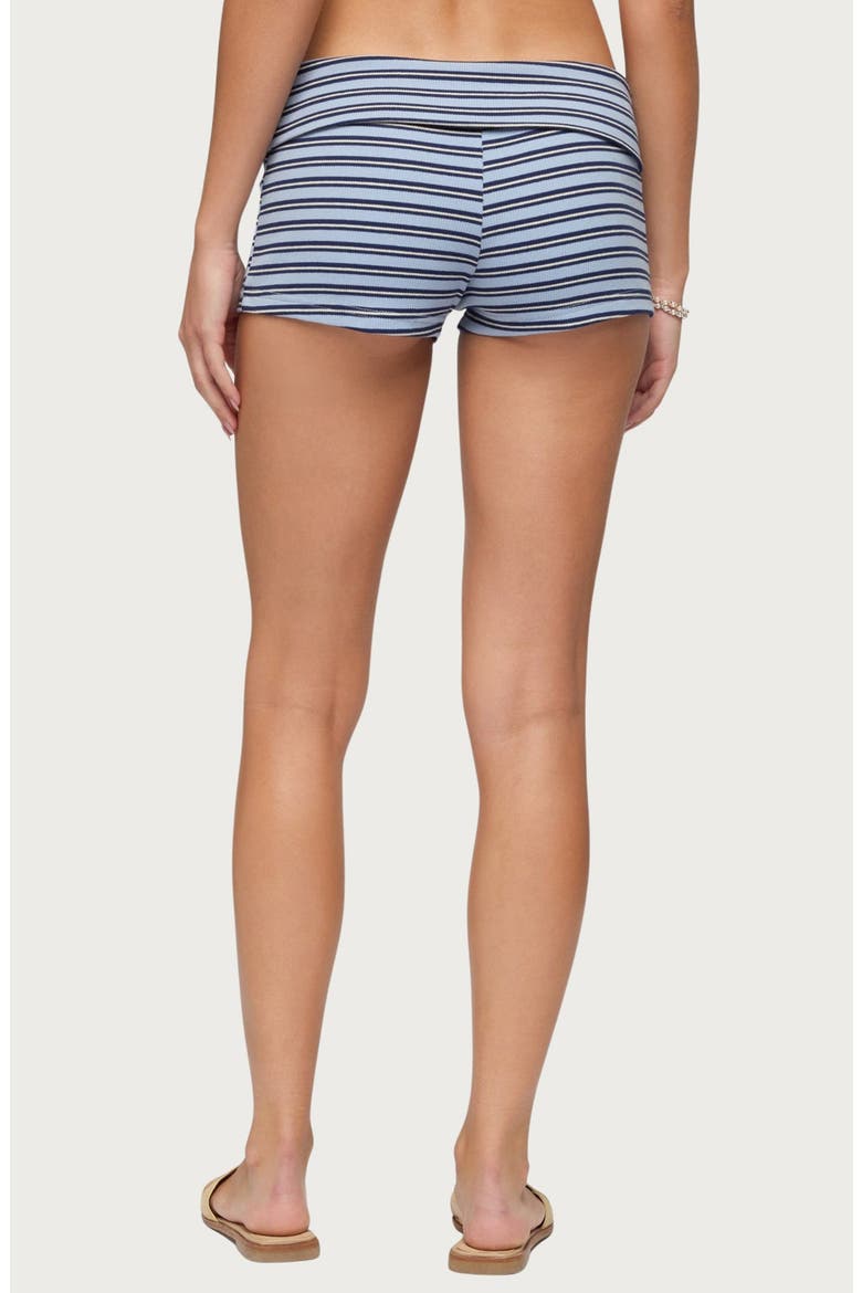 Hodaya Striped Foldover Micro Shorts, Alternate, color, BLUE