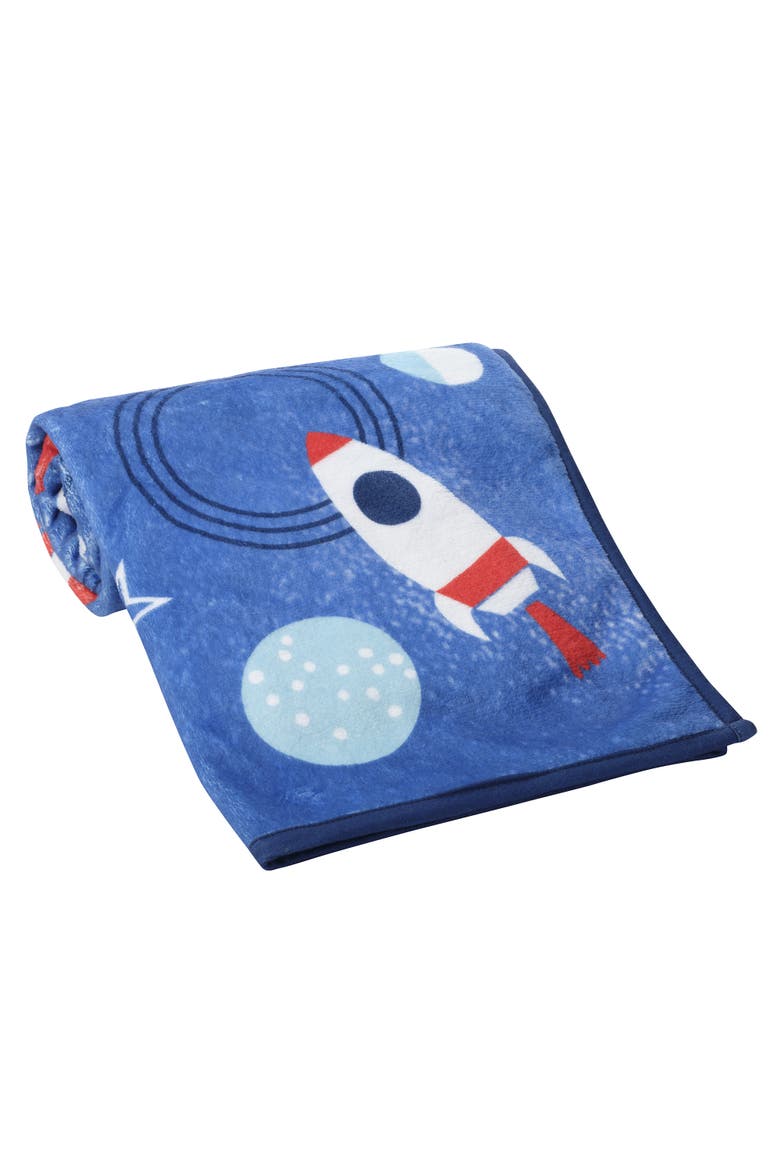 Space Galaxy Blue Rockets/Planets/Stars Baby Blanket, Alternate, color, Blue
