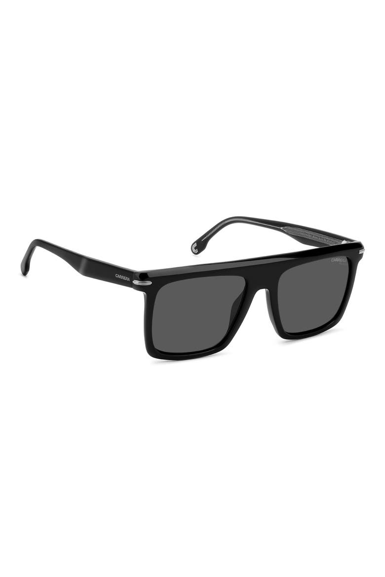 56mm Rectangular Flat Top Sunglasses, Alternate, color, BLACK RUTHENIUM/ GREY POLAR