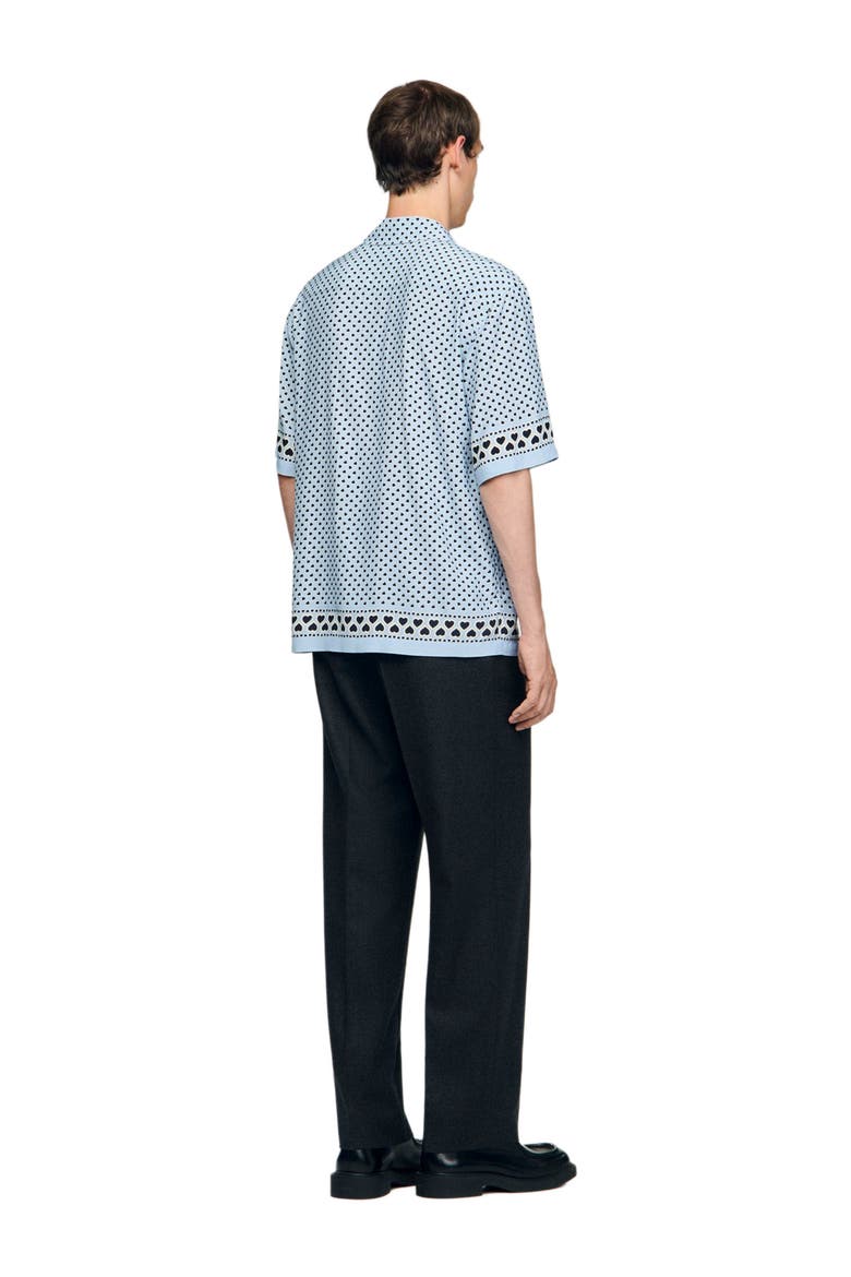 Heart motif flowing shirt, Alternate, color, Sky blue