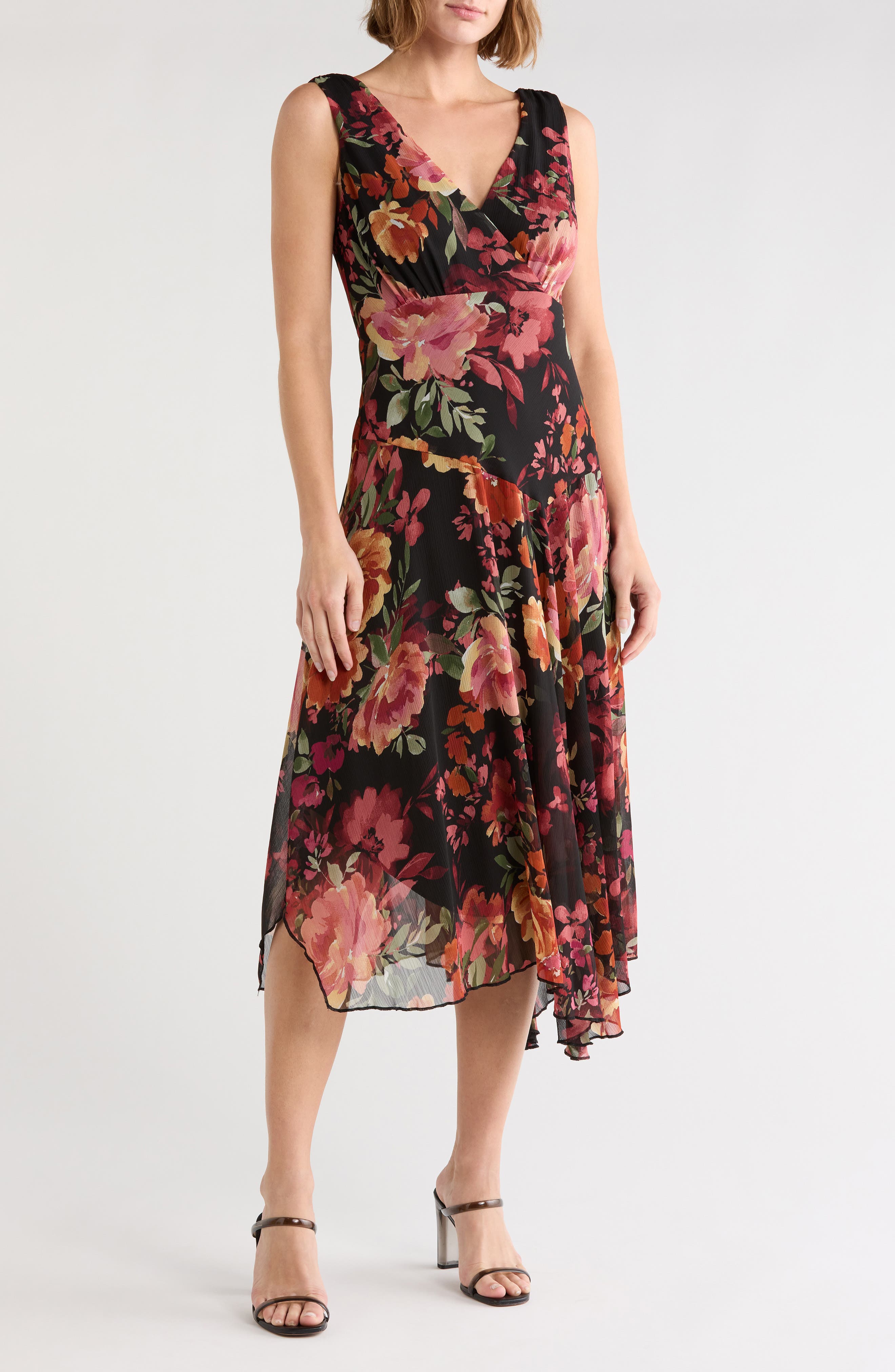 Chiffon Asymmetric Midi Dress