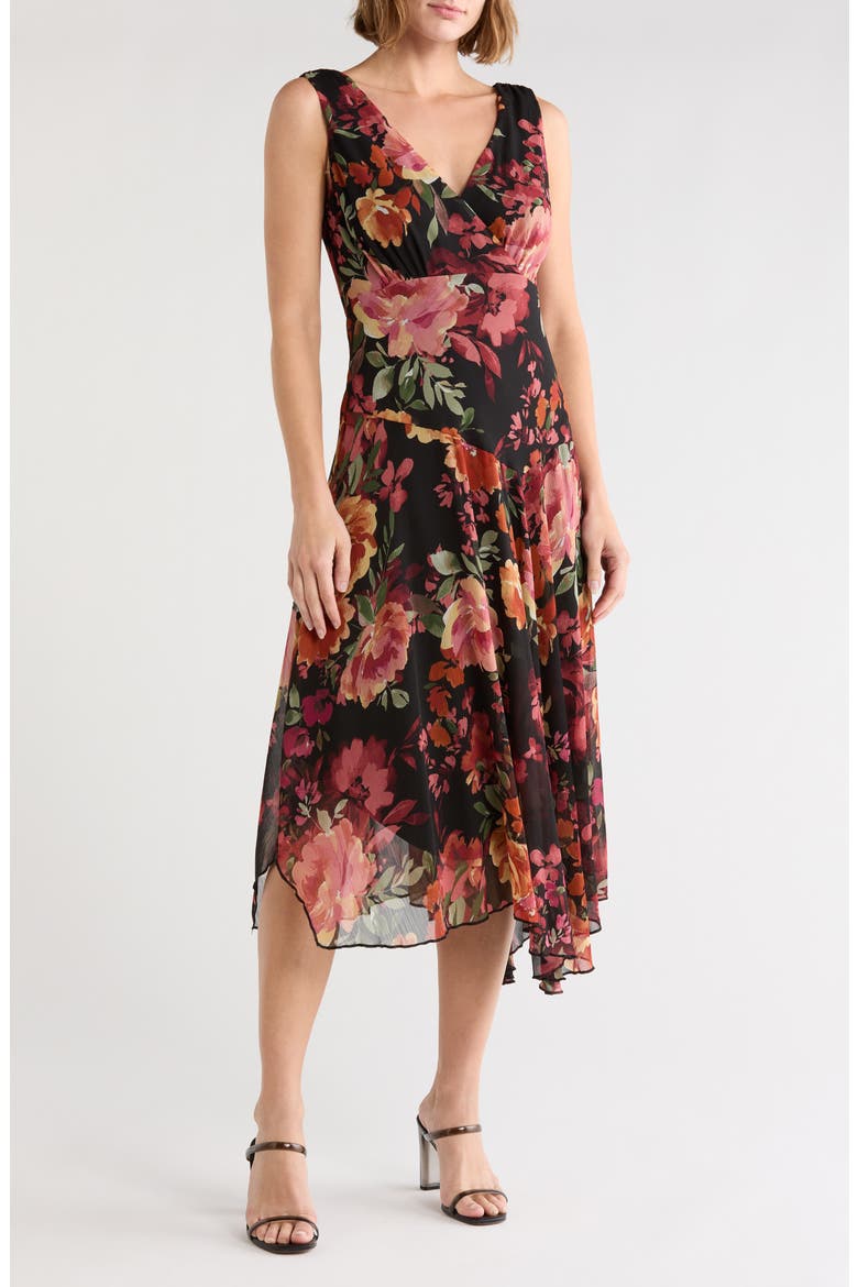 Chiffon Asymmetric Midi Dress, Main, color, SPICE