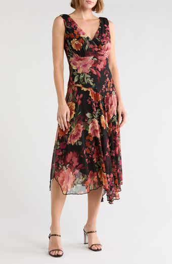 Chiffon Asymmetric Midi Dress