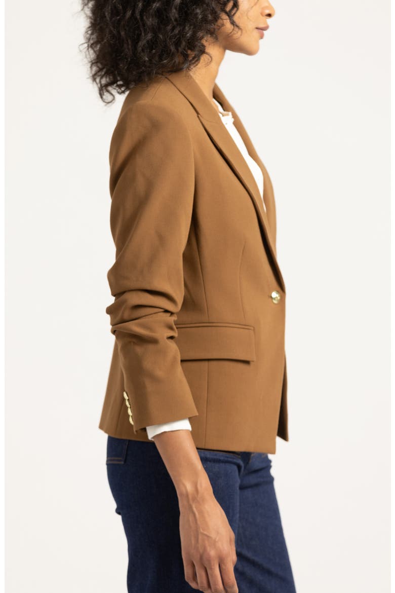 Ralph Ruched Sleeve Jacket, Alternate, color, DARK MOCHA